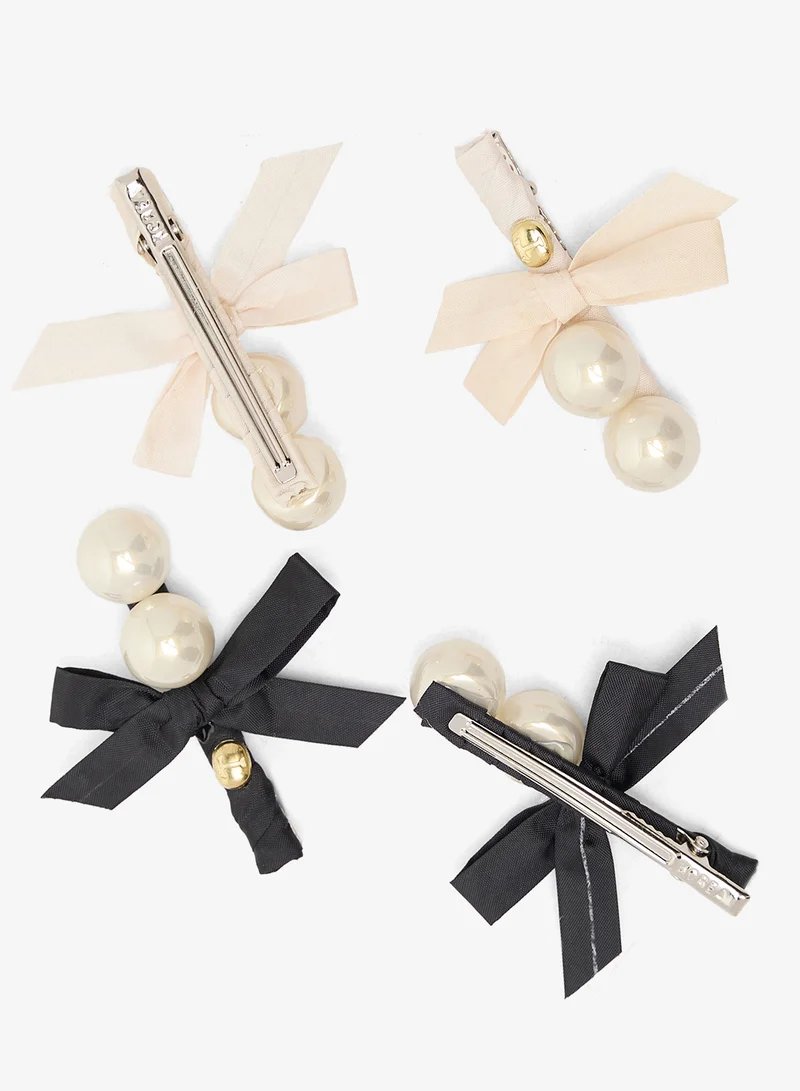 خزانة مشبك شعر بخرز لؤلؤي عبوتين