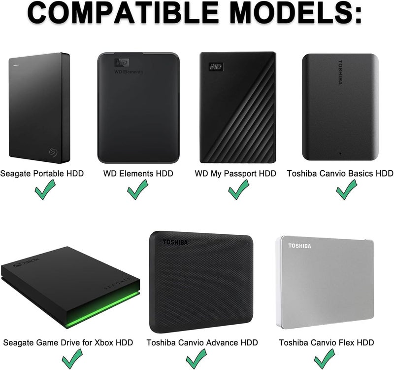 Lacdo Hard Drive Carrying Case for Seagate Portable/One Touch, WD Elements/My Passport, Toshiba Canvio Basics/Flex Portable External Hard Drive HDD Case 1TB 2TB 4TB 5TB 6TB Shockproof Travel Bag,Black - Image 2