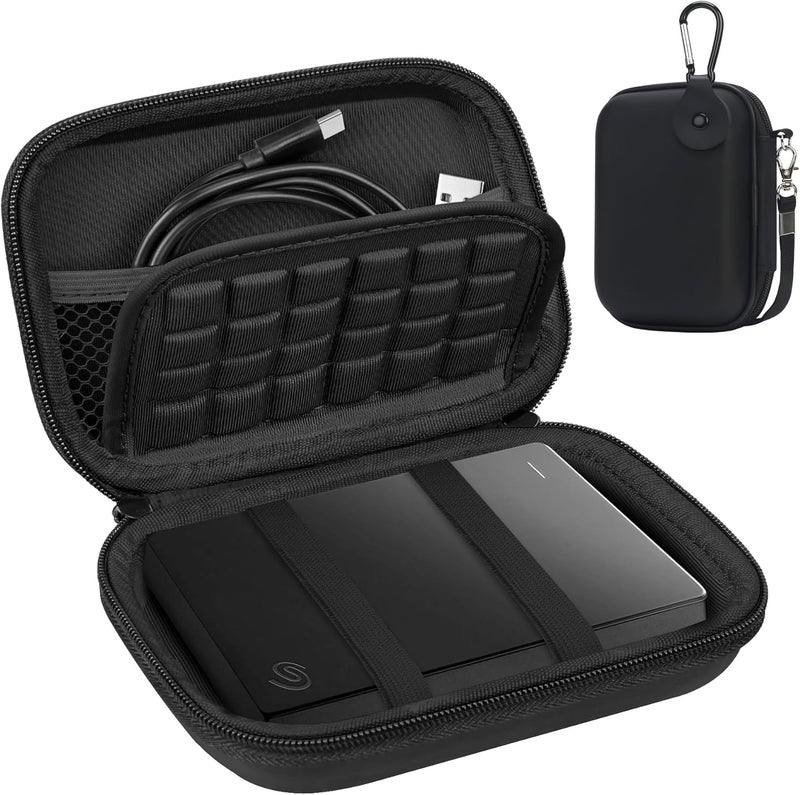 Lacdo Hard Drive Carrying Case for Seagate Portable/One Touch, WD Elements/My Passport, Toshiba Canvio Basics/Flex Portable External Hard Drive HDD Case 1TB 2TB 4TB 5TB 6TB Shockproof Travel Bag,Black - Image 1