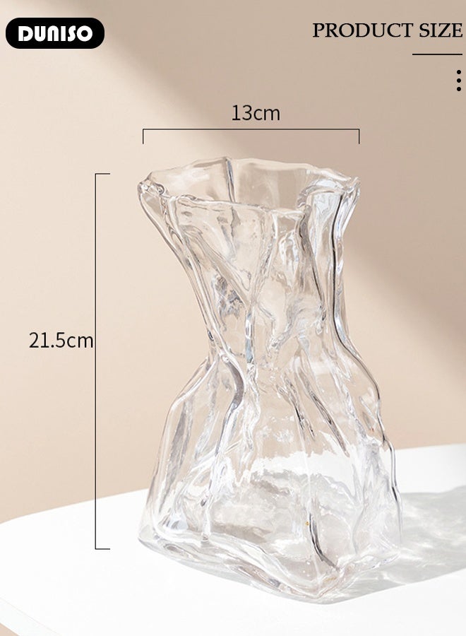 DUNISO Clear Glass Vase,Hydroponic Plant Desktop Ornament,Creative Craft Aesthetic Decorative Small Flower Vase , Metal Geometric Vase for Flowers Rose Home and Office - Image 4