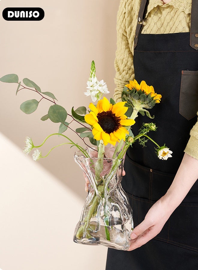 DUNISO Clear Glass Vase,Hydroponic Plant Desktop Ornament,Creative Craft Aesthetic Decorative Small Flower Vase , Metal Geometric Vase for Flowers Rose Home and Office - Image 2