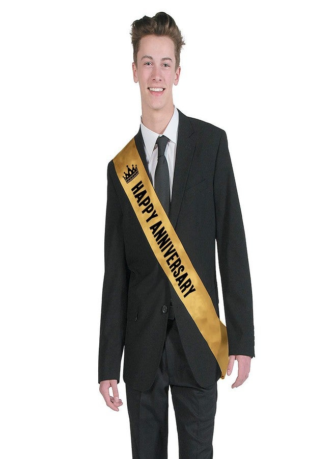 Hubops Happy Anniversary Sash for Party Decoration Combo Pack (Gold) - Image 3