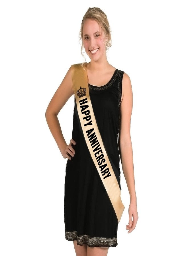 Hubops Happy Anniversary Sash for Party Decoration Combo Pack (Gold) - Image 2
