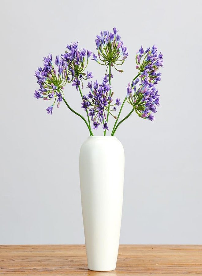 Htmeing 6PCS Artificial Agapanthus Flowers Long Stems Silk Lily Flowers for Home Hotel Flower Arrangement Party Decor (White Purple) - Image 5