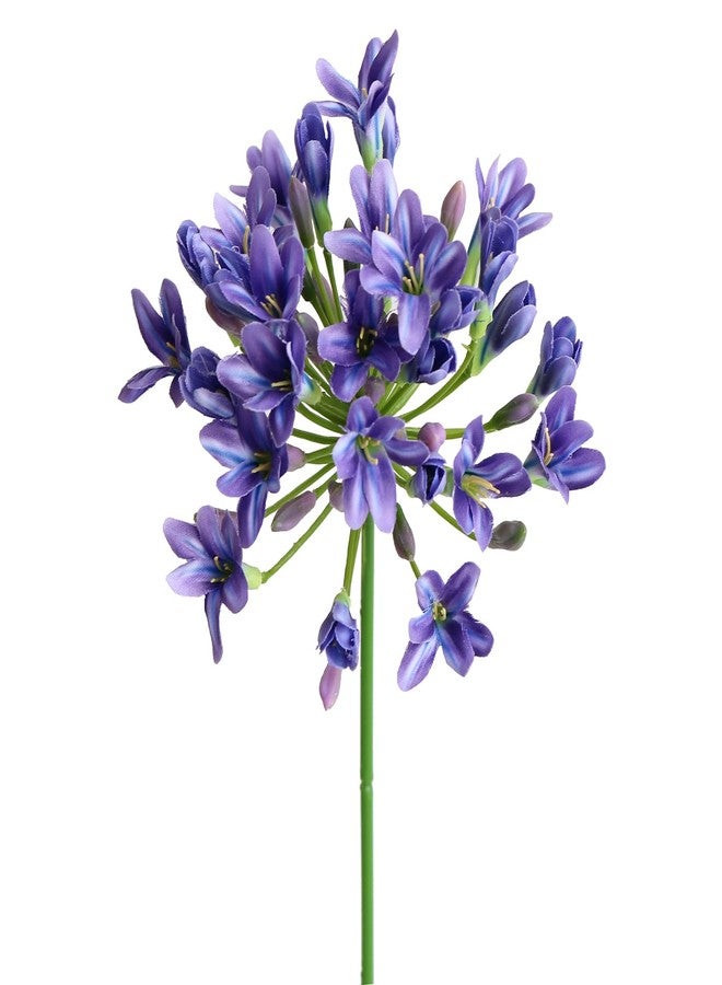 Htmeing 6PCS Artificial Agapanthus Flowers Long Stems Silk Lily Flowers for Home Hotel Flower Arrangement Party Decor (White Purple) - Image 3