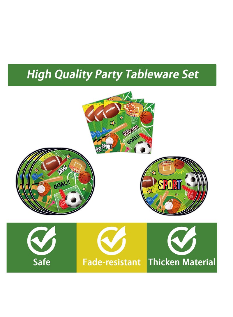 Excefore Football Party Tableware Sets, Ball Game Birthday Party, Disposable 16Pcs 7 inch Plates, 16Pcs 9 inch Plates, 20Pcs Napkins, 16Pcs Forks, Football Party Supplies Boy Men Party Decor for 16 Guests - Image 2