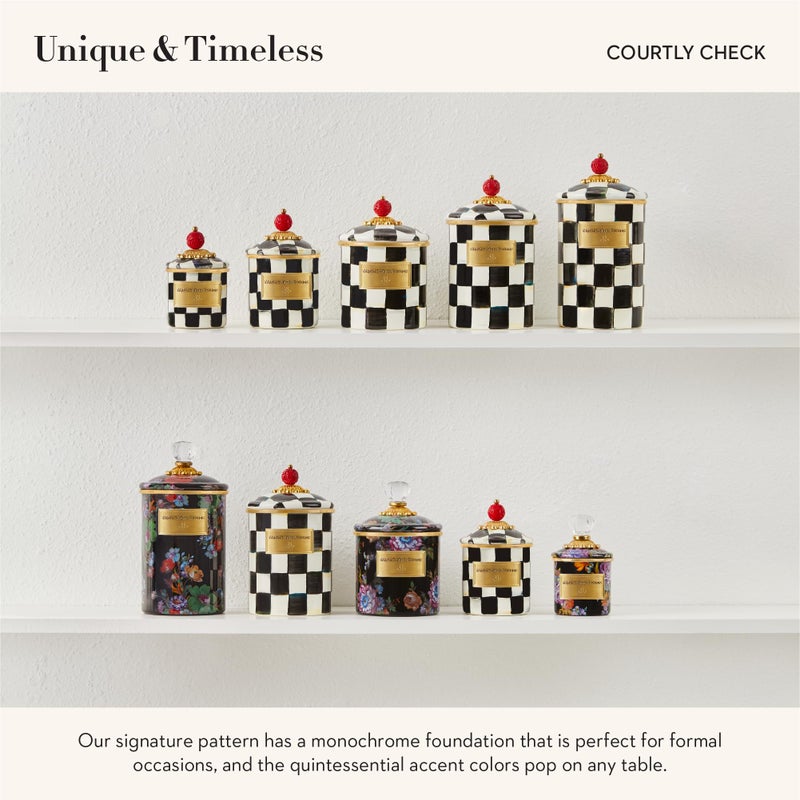 mackenzie childs MACKENZIE-CHILDS Courtly Check Enamel Canister, Black-and-White Kitchen Storage Container with Lid, Demi - Image 3