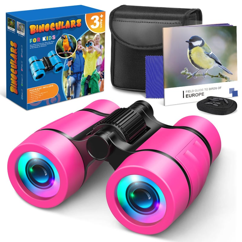 HappyKidsClub Girls Toys Age 3-9, Binoculars Kids Gifts for Girls Toys 3-9 Year Old Boy Girls Birthday Presents 3-7 Year Old Girl Gifts Educational Learning/Hunting Hiking/Birthday Pink - Image 1