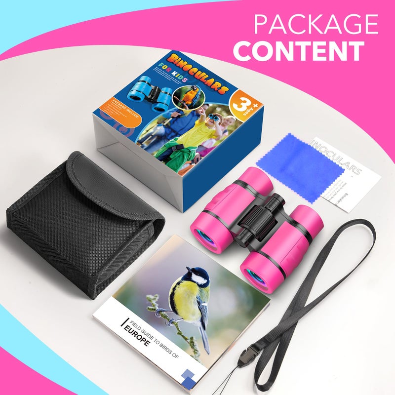 HappyKidsClub Girls Toys Age 3-9, Binoculars Kids Gifts for Girls Toys 3-9 Year Old Boy Girls Birthday Presents 3-7 Year Old Girl Gifts Educational Learning/Hunting Hiking/Birthday Pink - Image 4