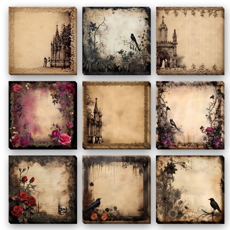 Denylo pro 9 Pieces Gothic Style Sticky Notes Self-Adhesive Gothic Style Design Note Pads Gothic Style Sticky Memo Notes for School Office Home Supplies Students Teachers Gift - Image 1
