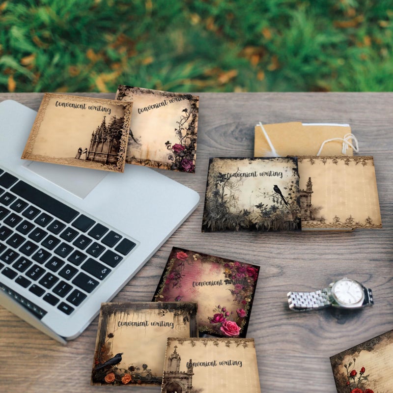 Denylo pro 9 Pieces Gothic Style Sticky Notes Self-Adhesive Gothic Style Design Note Pads Gothic Style Sticky Memo Notes for School Office Home Supplies Students Teachers Gift - Image 3