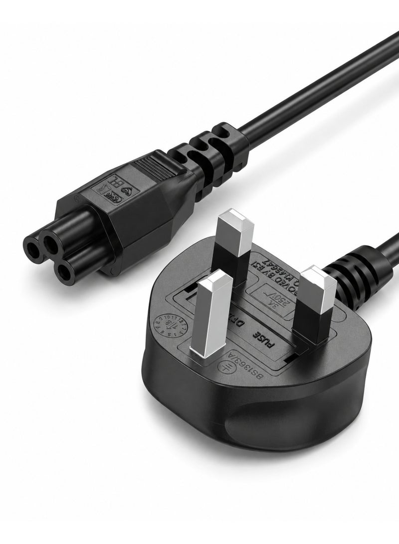 FUJISHKA UK 3-Pin C5 Cloverleaf Laptop Power Cable for Charger Adapters -3m Black - Image 1