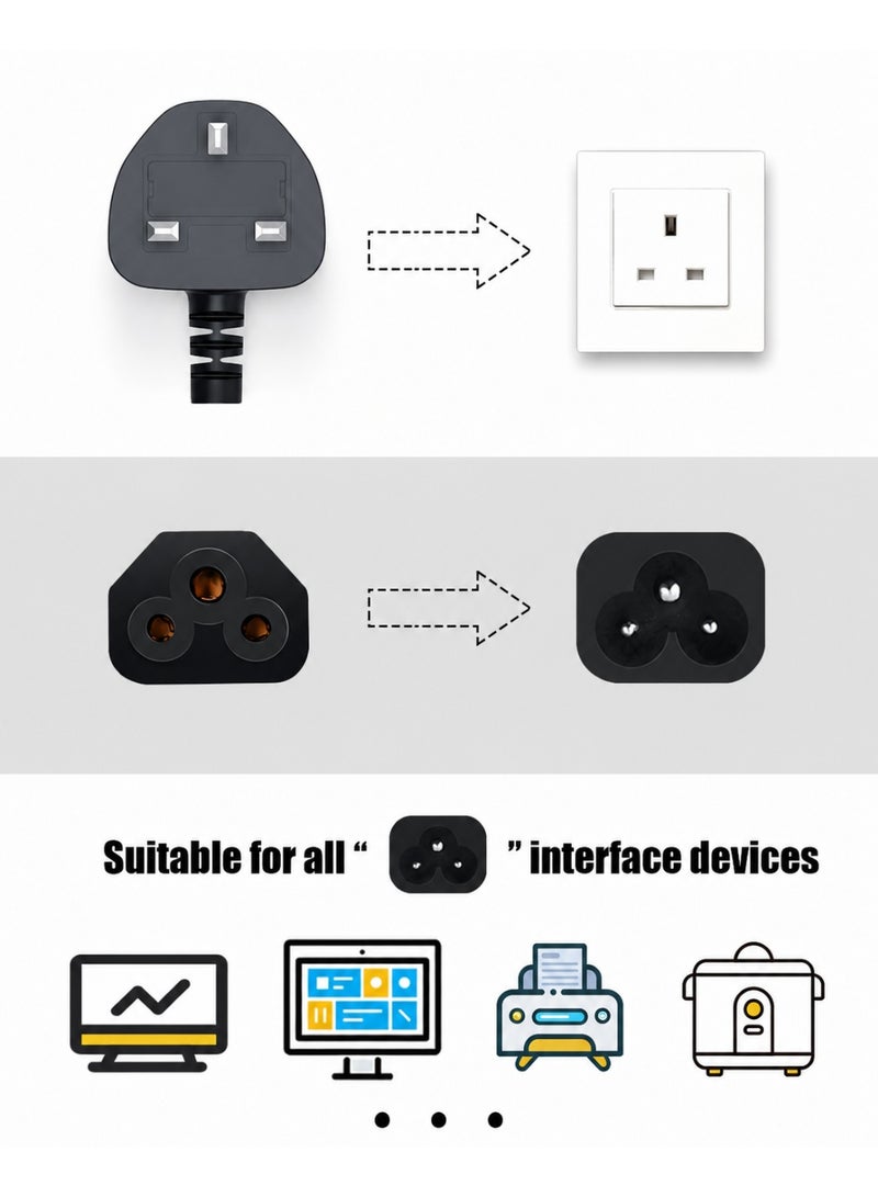 FUJISHKA UK 3-Pin C5 Cloverleaf Laptop Power Cable for Charger Adapters -3m Black - Image 2