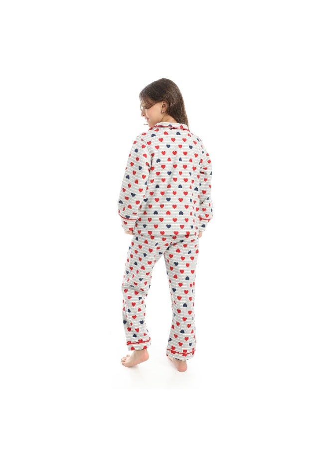 سيزار بيجامة بناتي ميلتون شتوي بزراير من الامام - Image 4