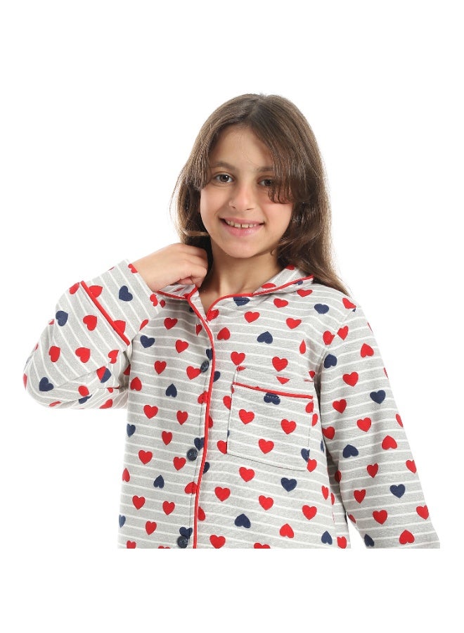 سيزار بيجامة بناتي ميلتون شتوي بزراير من الامام - Image 5