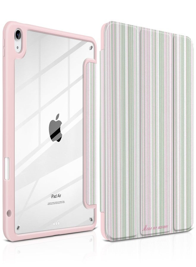 TWOLSKOO Case for iPad Air 11-inch (M3 2025 / M2 2024), Clear Acrylic Back with TPU Bumper, Pencil Holder, Trifold Stand, Auto Sleep/Wake, Pastel Stripes - Image 1