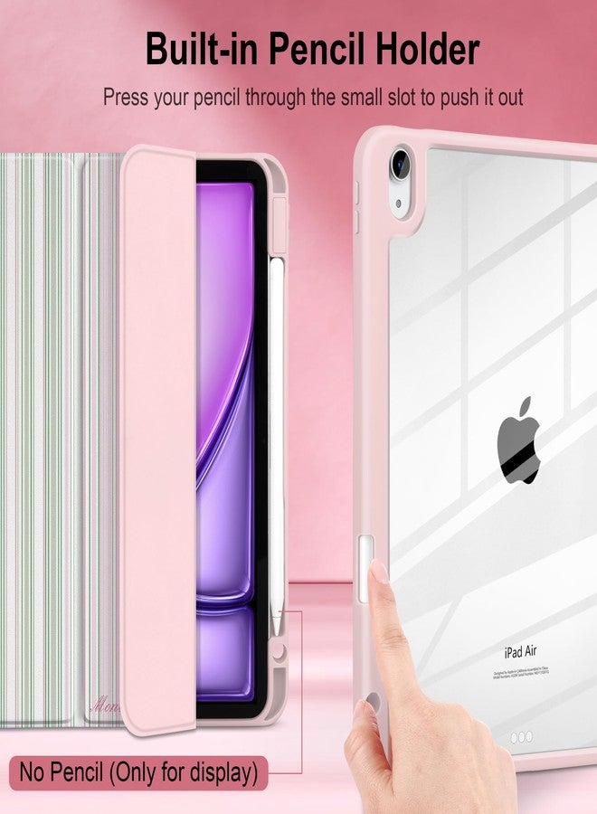 TWOLSKOO Case for iPad Air 11-inch (M3 2025 / M2 2024), Clear Acrylic Back with TPU Bumper, Pencil Holder, Trifold Stand, Auto Sleep/Wake, Pastel Stripes - Image 5