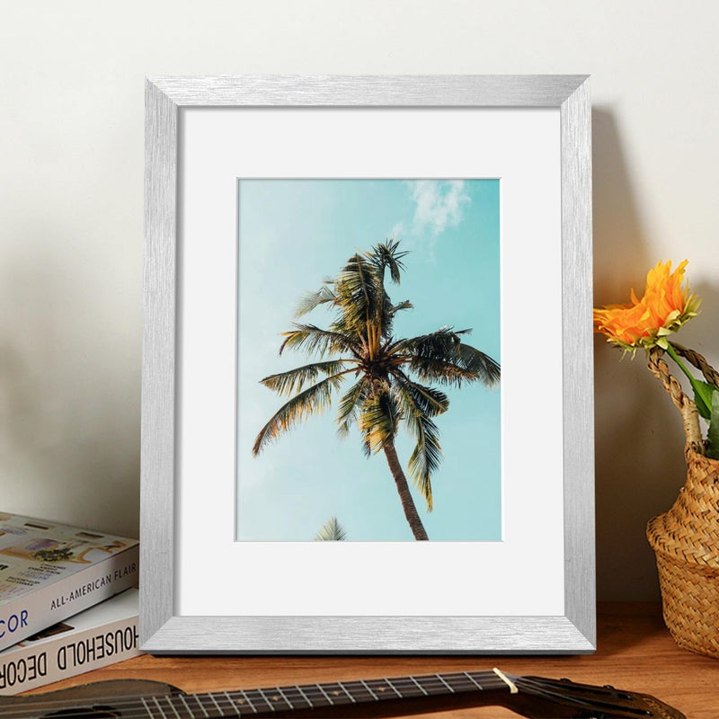 أبس سيمبلز upsimples 8.5x11 عرض إطار الصورة صور 6x8 مع حصيرة أو 8.5x11 بدون حائط معلق إطار صورة الفضة 1 حزمة - Image 2