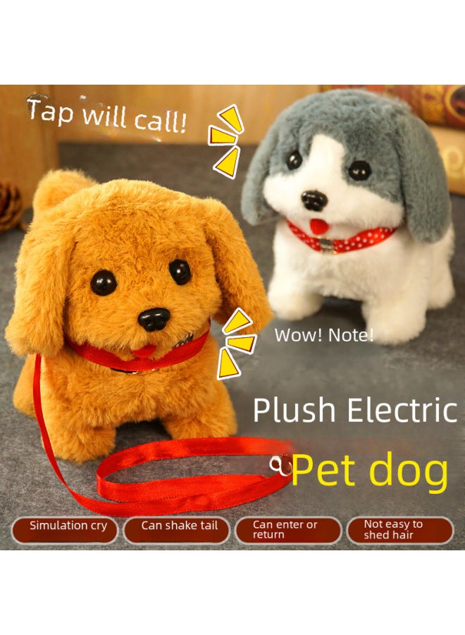 Children's Simulated Teddy Rabbit Electric Pet Dog Plush Walking Barking Toy Electronic Pet Dog Toy-Color:Teddy-Specifications:E-Commerce Box + Traction Rope - Image 2