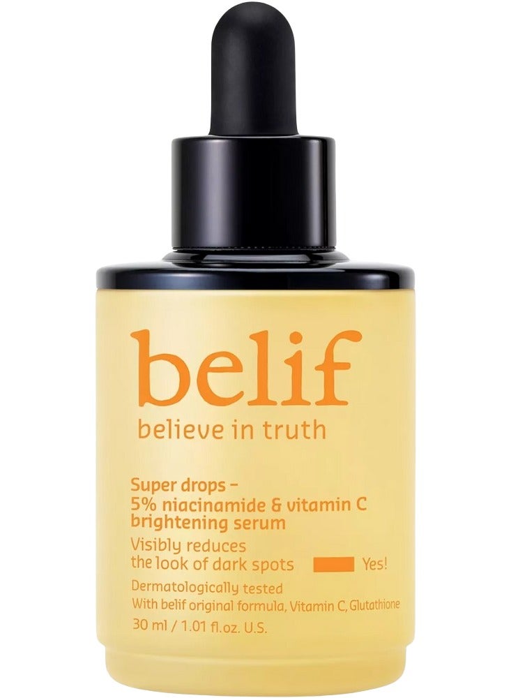 Belif Super Drops 5% Niacinamide and Vitamin C Brightening Serum for All Skin Types 30ml - Image 1