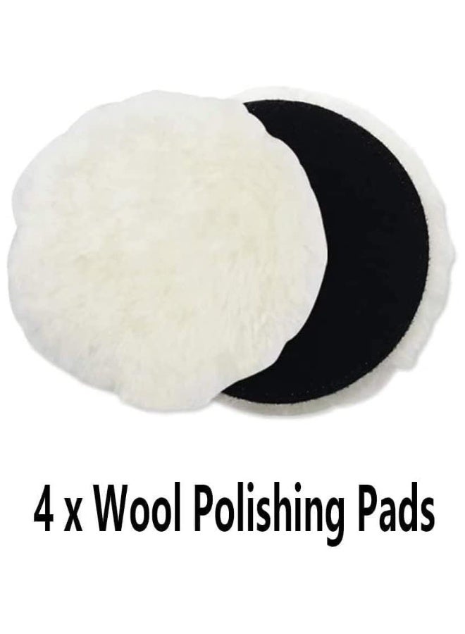 5 Pcs 6 Inch Wool Polishing Buffing Pad Polishing Buffing Wheel For Drill Buffer Attachment With M14 Drill Adapter - Image 3