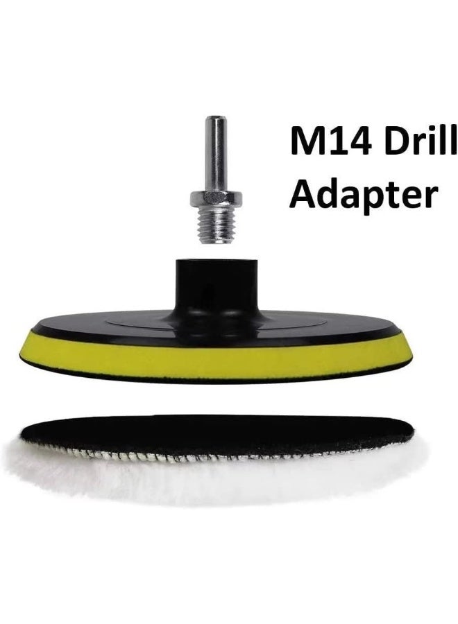 5 Pcs 6 Inch Wool Polishing Buffing Pad Polishing Buffing Wheel For Drill Buffer Attachment With M14 Drill Adapter - Image 2