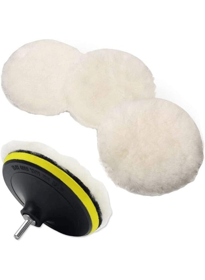 5 Pcs 6 Inch Wool Polishing Buffing Pad Polishing Buffing Wheel For Drill Buffer Attachment With M14 Drill Adapter - Image 1
