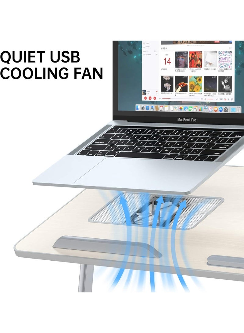 طاولة لابتوب قابلة للتعديل – مزودة بمروحة تبريد USB مدمجة – طاولة قابلة للطي للاستخدام على السرير أو المكتب – مناسبة حتى لأجهزة 17 بوصة - Image 2
