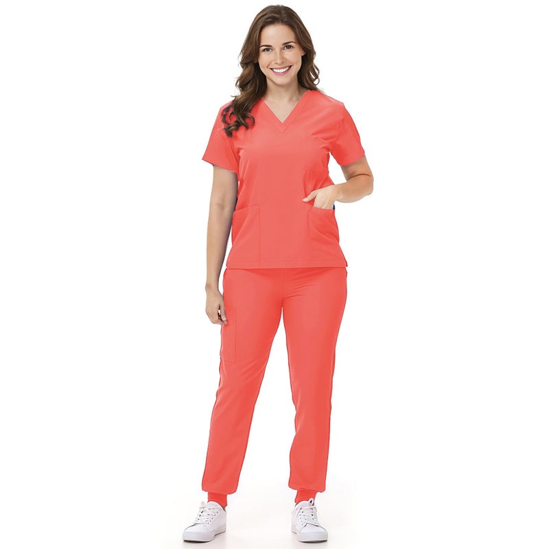 Mizzuco Scrubs Set for Women Nurse Uniform V-Neck Top and Drawstring Jogger Pants with Multi Pocket Nurse Workwear - Image 1