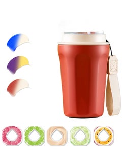 Air Flavored Water Bottle with Straw & 5 Scented Flavor Pods, 450ML Vacuum Insulated Metal Bottle, BPA Free & Leakproof, Zero Sugar Fruity Extract Ring.