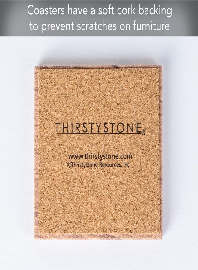 ثيريستي ستون مجموعة قواعد أكواب من الحجر الرملي الطبيعي بلون الزنجفر من ثيرستيستون، 4 قطع، مع قاعدة من الفلين الواقي، صديقة للبيئة، ماصة، سهلة التنظيف. - Image 5