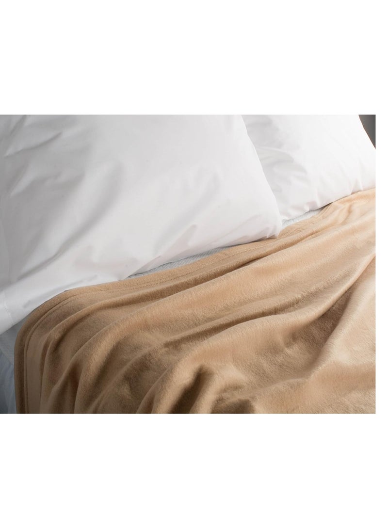 BSB HOME® 220 GSM Premium Plush Single Blanket for Bed, Sofa, Couch, Travel and Camping AC Blanket | 150 x 220 cm | Beige | SOLID POLO BLANKET - Image 2