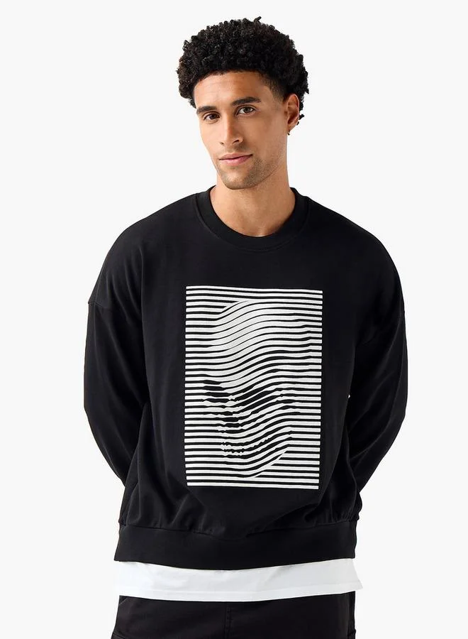 سبلاش فيڤ سويت شيرت رجالي بطبعة جرافيك واسع