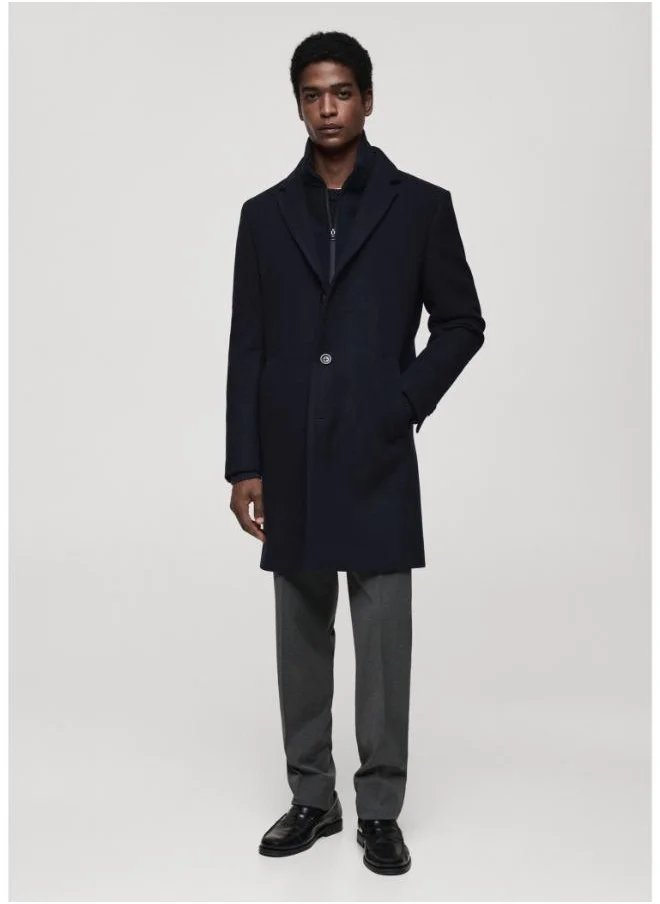 مانجو مان Wool Coat With Removable Breastplate