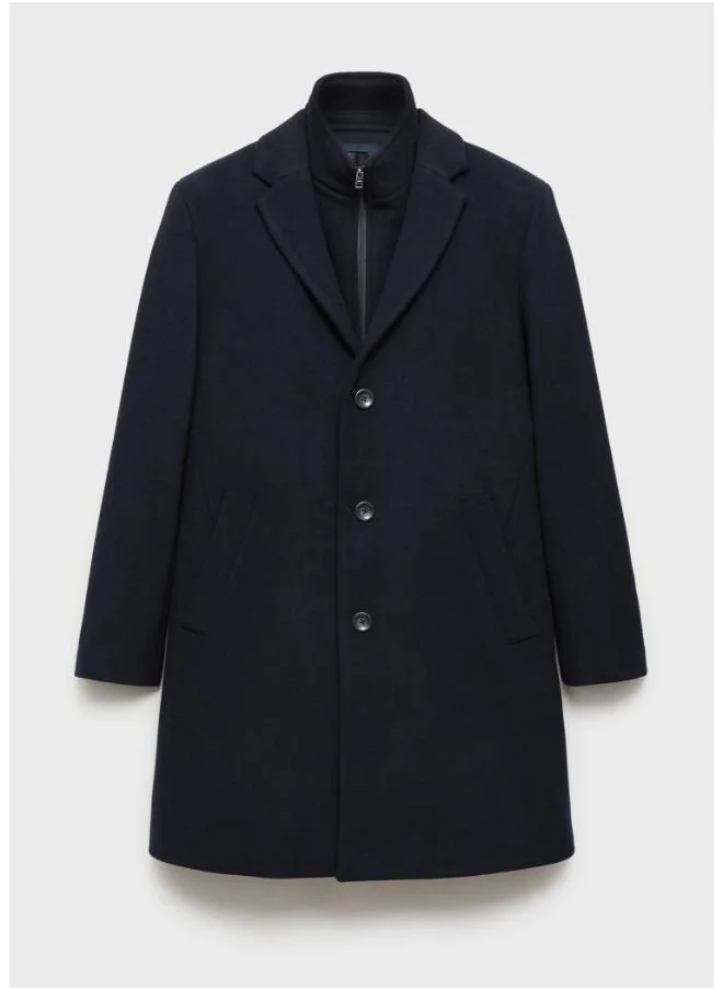 مانجو مان Wool Coat With Removable Breastplate
