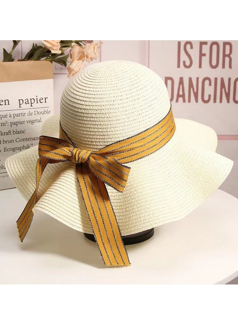 Women's and men's wide brimmed straw woven Panama hat, soft woolen hat, summer beach sun hat, women's straw hat  - Image 1