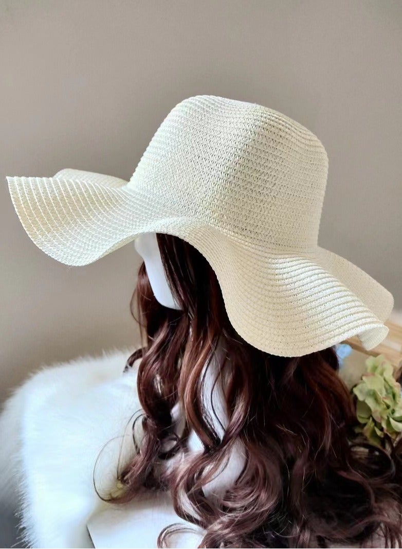 Women's and men's wide brimmed straw woven Panama hat, soft woolen hat, summer beach sun hat, women's straw hat  - Image 2