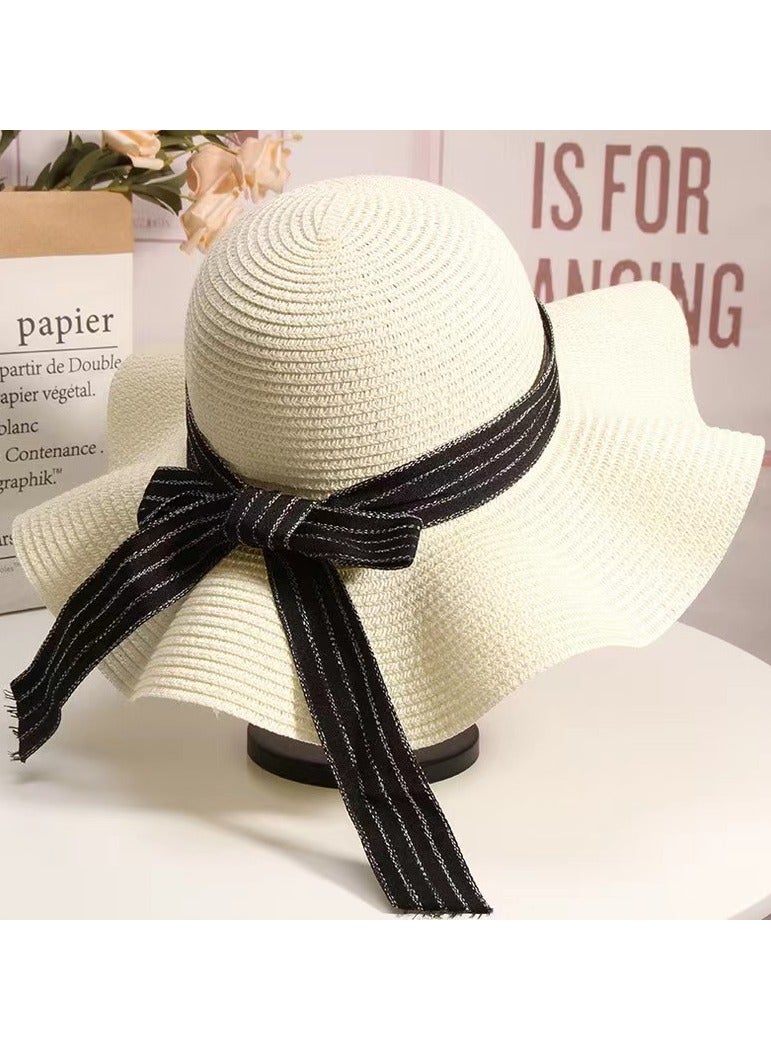 Women's and men's wide brimmed straw woven Panama hat, soft woolen hat, summer beach sun hat, women's straw hat  - Image 3