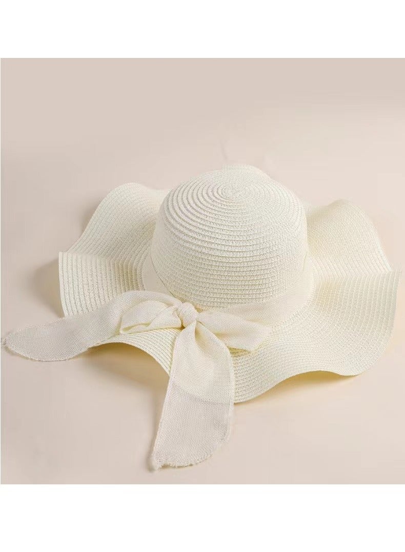 Women's and men's wide brimmed straw woven Panama hat, soft woolen hat, summer beach sun hat, women's straw hat  - Image 4