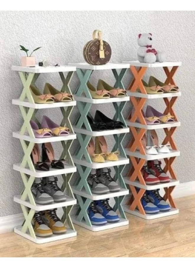 ماركة غير محددة رف احذية من 5 طبقات بتصميم خفيف الوزن وقابل للتعديل من البلاستيك وقابل للطي - تصميم موفر للمساحة للمنزل والمكتب  - Image 1