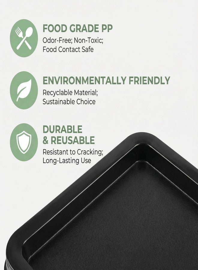 DISWALE 15 Pack Plastic Serving Tray with Lid, Reusable Party Trays, Heavy Duty Cheesecake Container, Stackable Round Platters for Serving Food(14.7 x 8.4 x 2.4 in) - Image 4