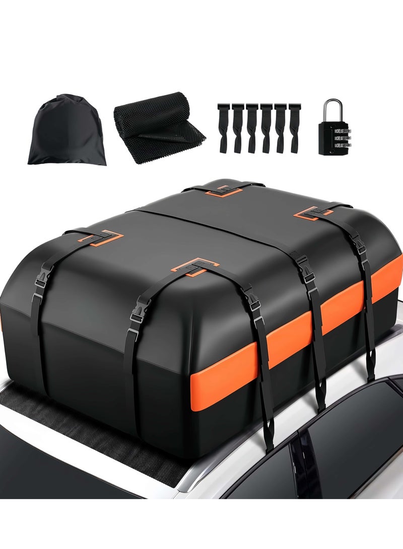 ET-LIFE Car Rooftop Cargo Carrier - 21 Cubic Feet, Waterproof Heavy Duty 840D Car Roof Bag for All Vehicles with/Without Racks - Anti-Slip Mat, 6 Door Hooks, Storage Bag, Combination Lock - Image 1