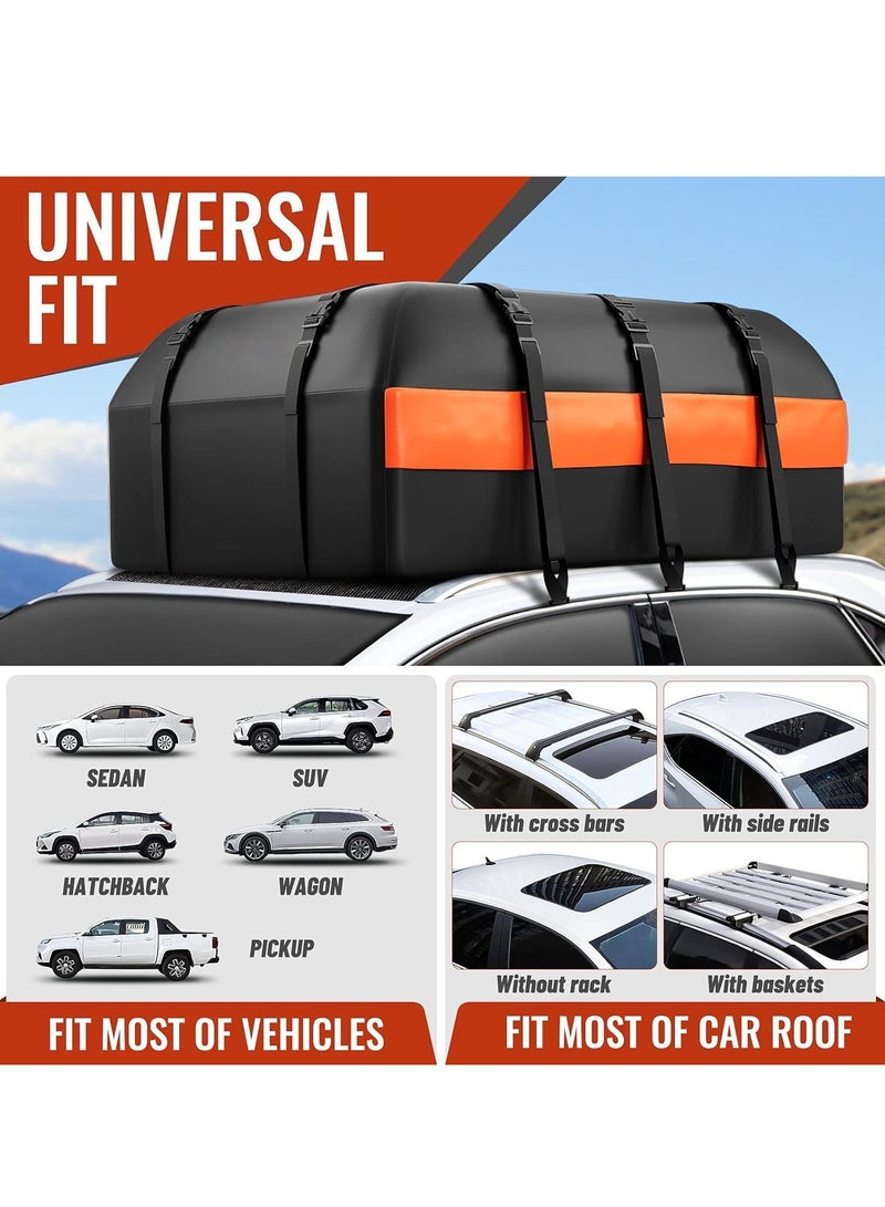ET-LIFE Car Rooftop Cargo Carrier - 21 Cubic Feet, Waterproof Heavy Duty 840D Car Roof Bag for All Vehicles with/Without Racks - Anti-Slip Mat, 6 Door Hooks, Storage Bag, Combination Lock - Image 4