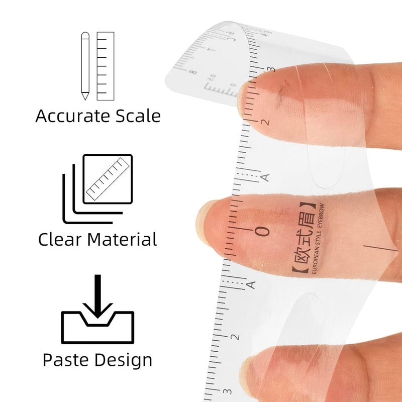 Transparent Eyebrow Stencils Ruler, 50pcs Eyebrow Shape Stencil Accurate Location Eyebrow Template Easy to Use Adhesive, Suitable for Novice Makeup, Eyebrow Makeup - Image 5