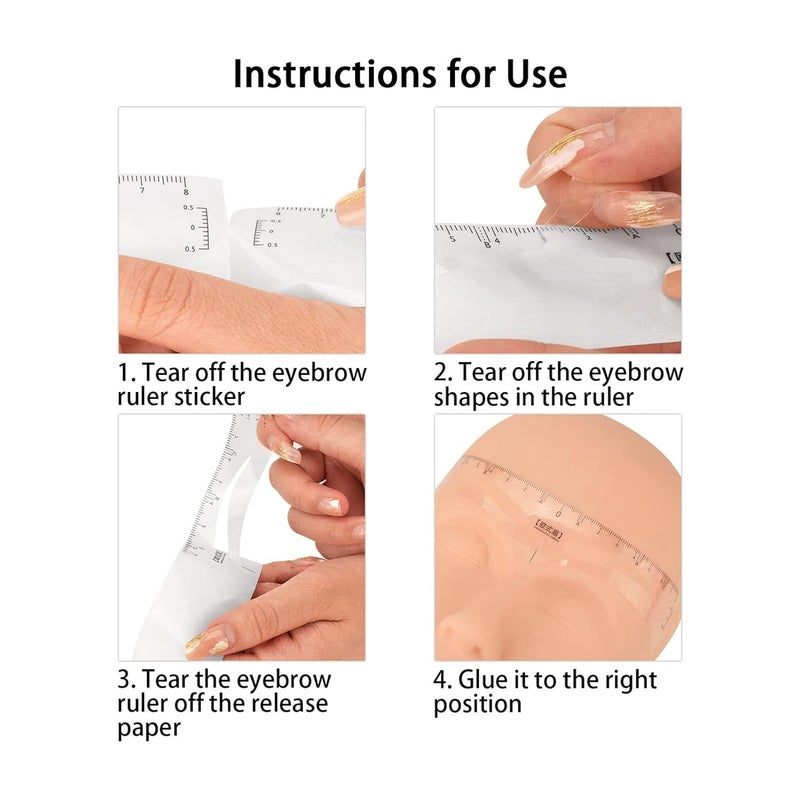 Transparent Eyebrow Stencils Ruler, 50pcs Eyebrow Shape Stencil Accurate Location Eyebrow Template Easy to Use Adhesive, Suitable for Novice Makeup, Eyebrow Makeup - Image 3