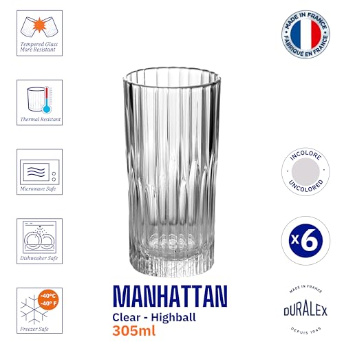 Duralex France Manhattan Drinking Glasses Set of 6-305ml Glass for Drinking Water Juice Cold & Hot Drinks Smoothies Shakes | 3X Stronger & Durable | Dishwasher & Microwave Safe | Scratch Resistant - Image 5