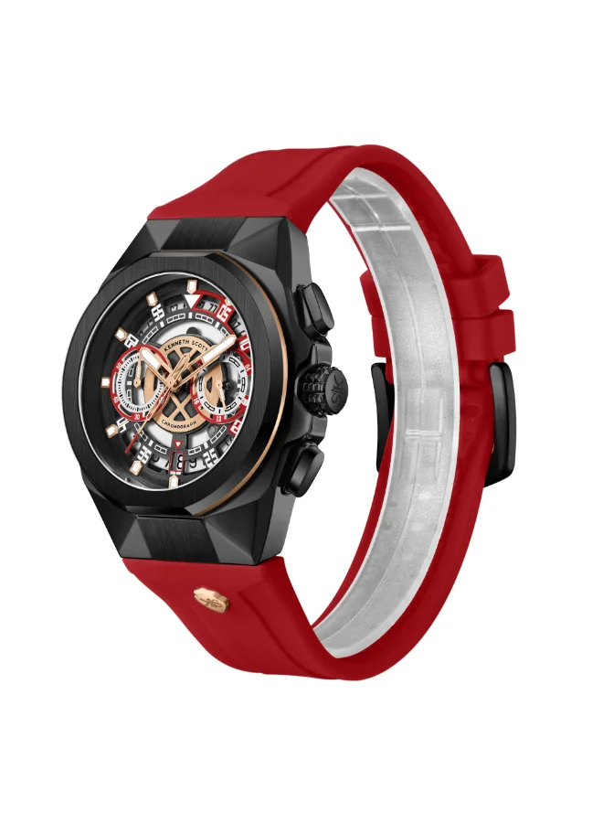 Kenneth Scott Men's Silicone Chronograph  Watch K26103-BSRB - 43 mm