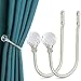 Gudui Curtain Holdbacks, Curtain Tieback Hooks Crystal Curtain Holdbacks Silver Curtain Holder Hooks for Drapes Wall - Image 2