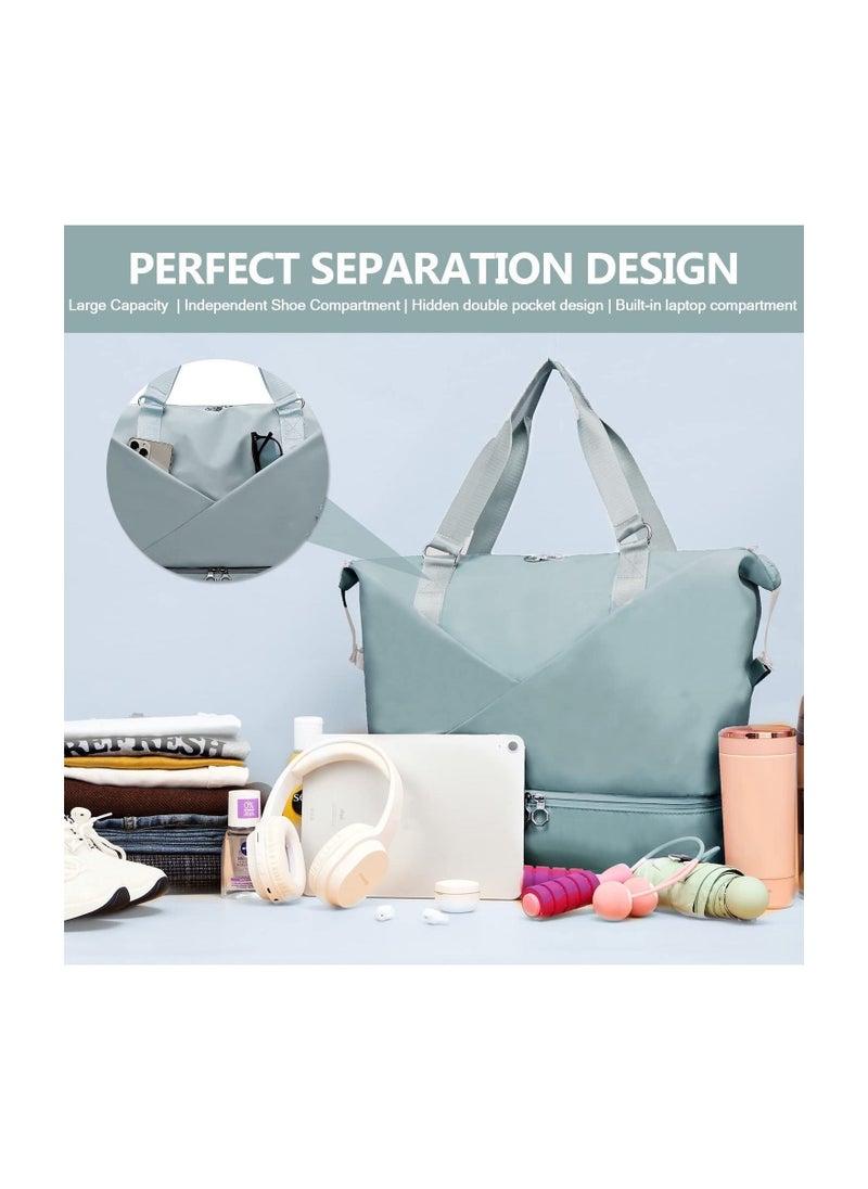 Y&D - Womens Travel Bag Duffle with Laptop Compartment Water Resistant Gym Weekend Overnight Hospital Holdall Separated Shoes Wet Pocket Sky Blue - Image 1