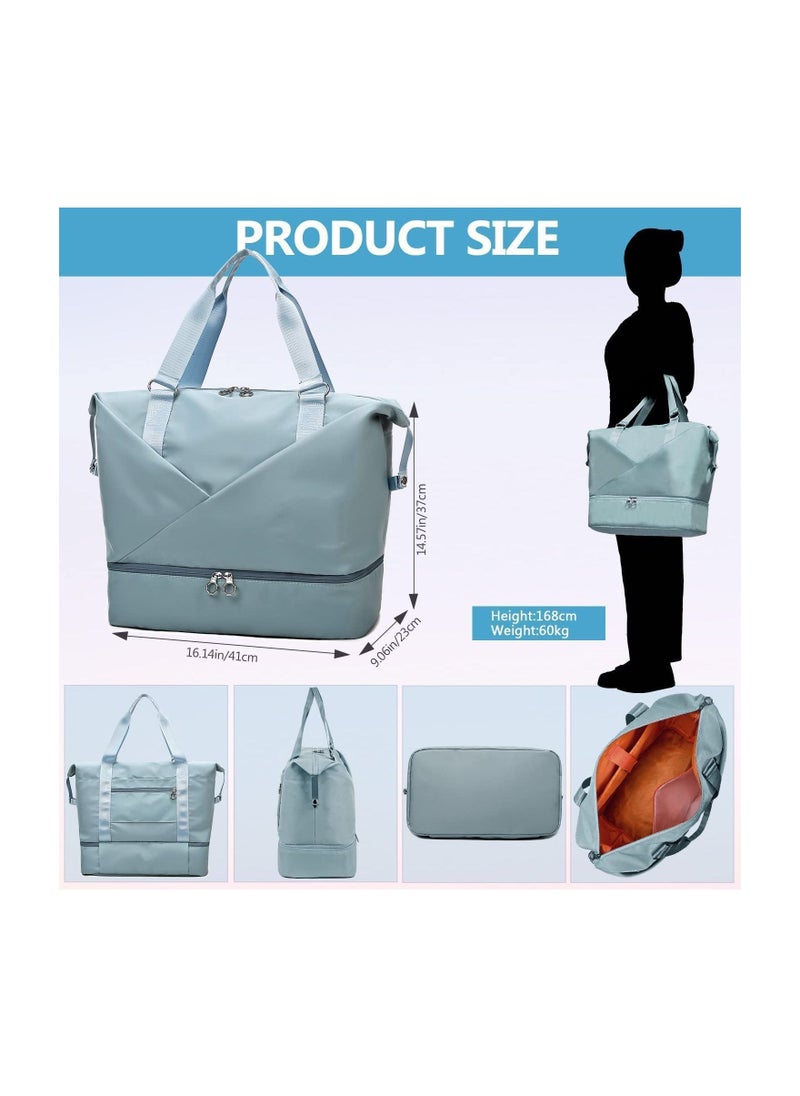 Y&D - Womens Travel Bag Duffle with Laptop Compartment Water Resistant Gym Weekend Overnight Hospital Holdall Separated Shoes Wet Pocket Sky Blue - Image 1